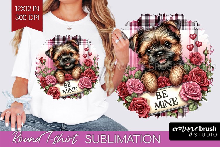 Valentine Dog Round Tshirt Background - Valentines Day PNG