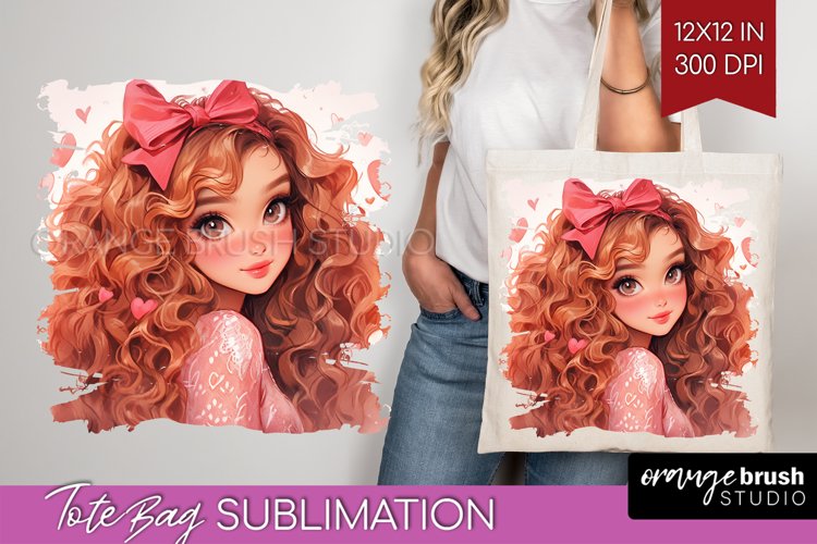 Valentine Girl Tote Bag - Valentines Day Tote Bag PNG