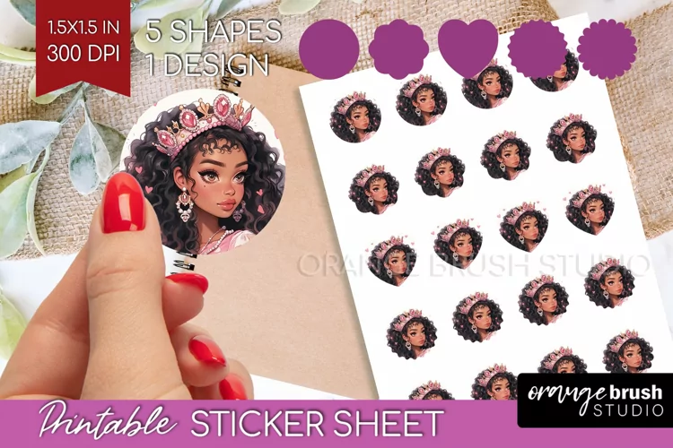Valentine Girl Round Sticker - Valentines Day Printable