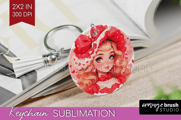 Valentine Girl Keychain PNG - Valentines Day Keychain