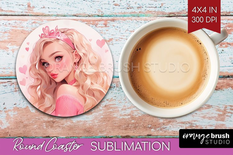 Valentine Girl Round Coaster - Valentines Day Coaster PNG