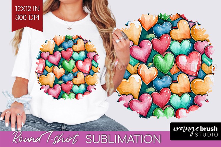 Hearts Round Tshirt Background - Valentines Day PNG