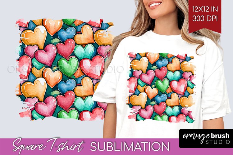 Hearts Square Tshirt Background - Valentines Day PNG