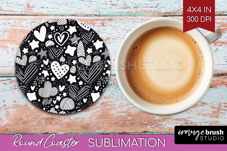 Hearts Round Coaster - Valentines Day Coaster PNG