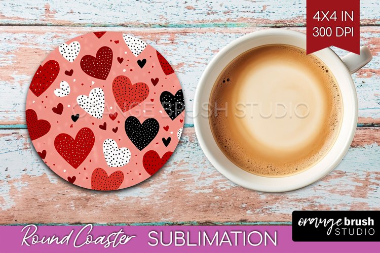 Hearts Round Coaster - Valentines Day Coaster PNG