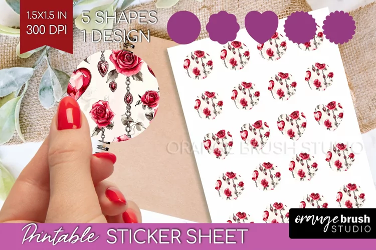 Hearts Round Sticker - Valentines Day Printable Sticker