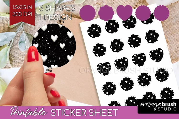Hearts Round Sticker - Valentines Day Printable Sticker