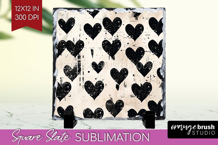 Hearts Slate PNG - Valentines Day Square Slate Sublimation