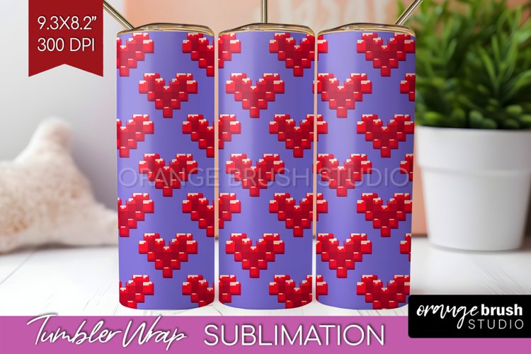 Hearts Tumbler Wrap - Valentines Day Tumbler PNG Sublimation