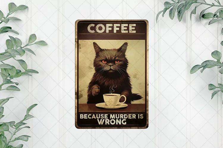 Vintage Black Cat Sublimation Clipart