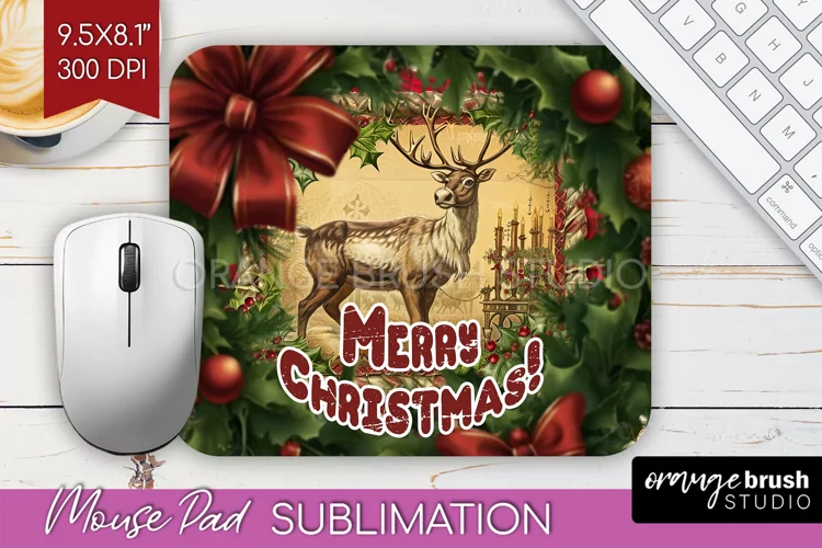 Vintage Christmas Mouse Pad Sublimation - Xmas Mousepad PNG