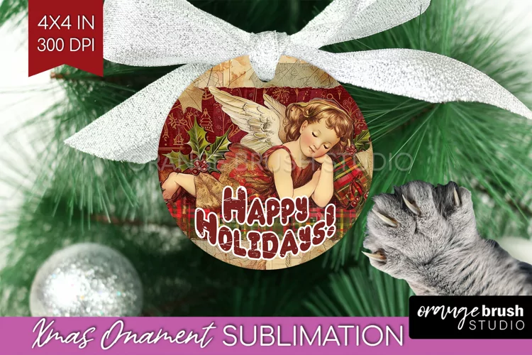 Vintage Christmas Ornament PNG - Retro Xmas Sublimation