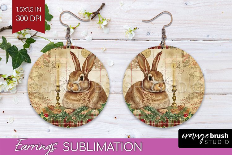 Vintage Christmas Round Earrings - Retro Xmas Sublimation