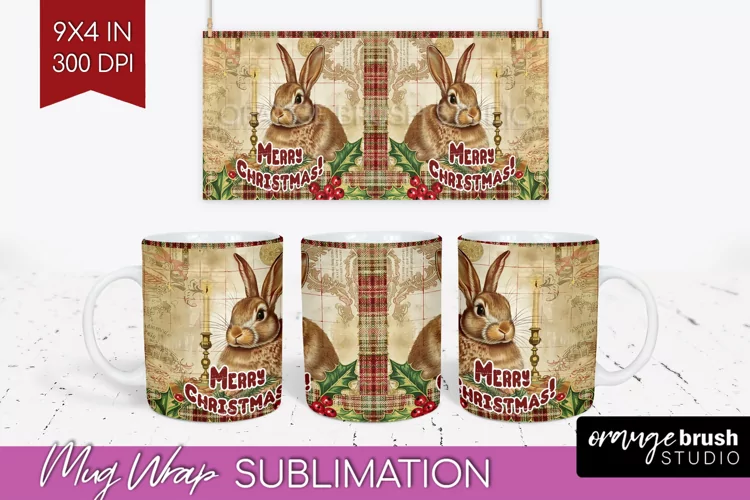 Vintage Christmas Mug Wrap - Retro Xmas 15Oz Mug Sublimation