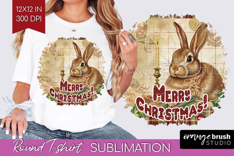 Vintage Christmas Sublimation, Xmas Round Tshirt Background