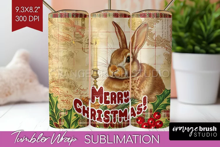 Vintage Christmas Tumbler Wrap - Xmas Tumbler Sublimation