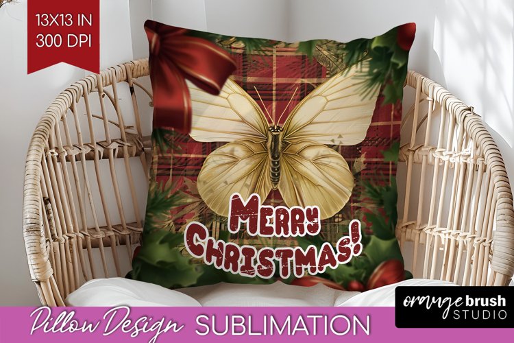 Vintage Christmas Pillow Sublimation - Xmas Pillow Cover PNG example image 1