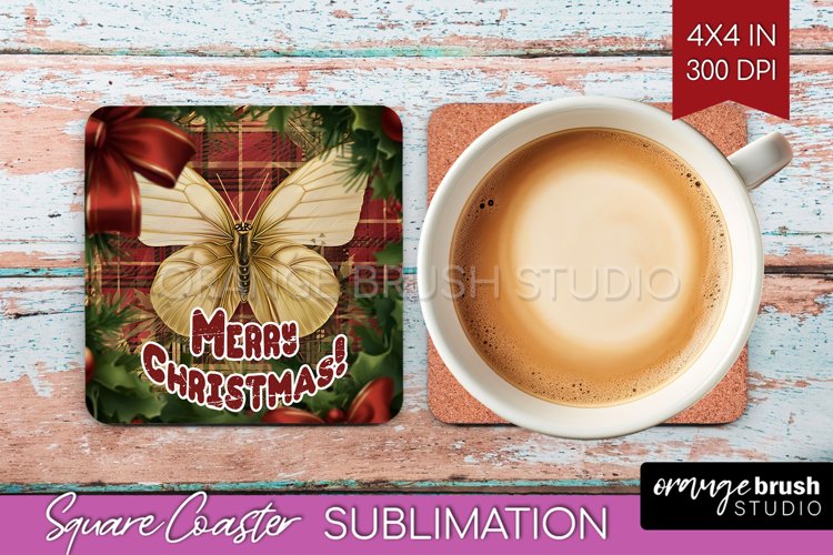 Vintage Christmas Square Coaster - Xmas Coaster Sublimation