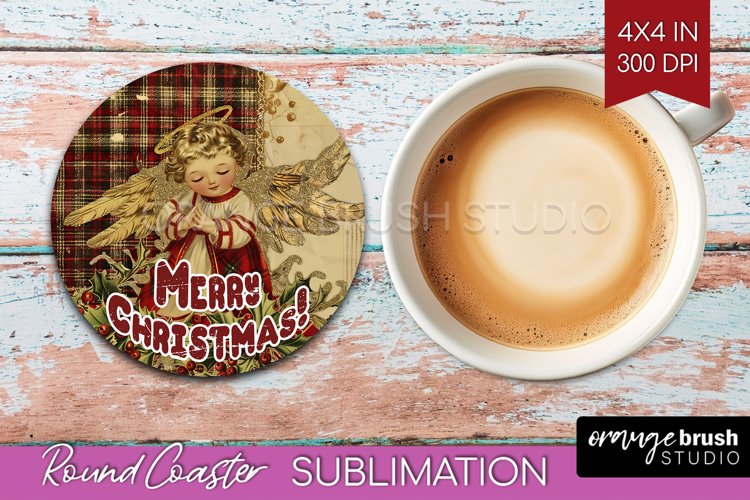 Vintage Christmas Round Coaster - Xmas Coaster Sublimation