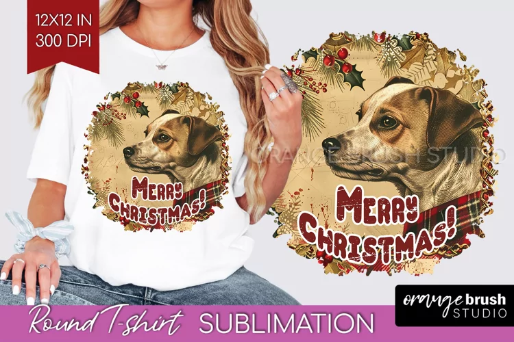 Vintage Christmas Sublimation, Xmas Round Tshirt Background