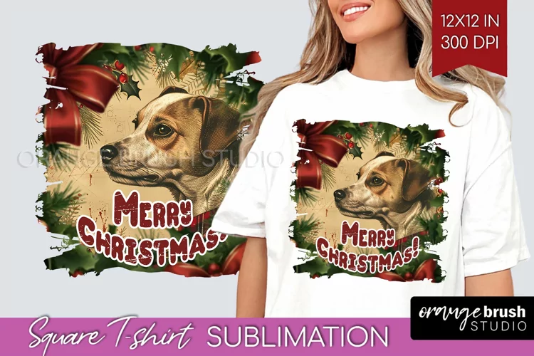 Vintage Christmas Sublimation, Xmas Square Tshirt Background