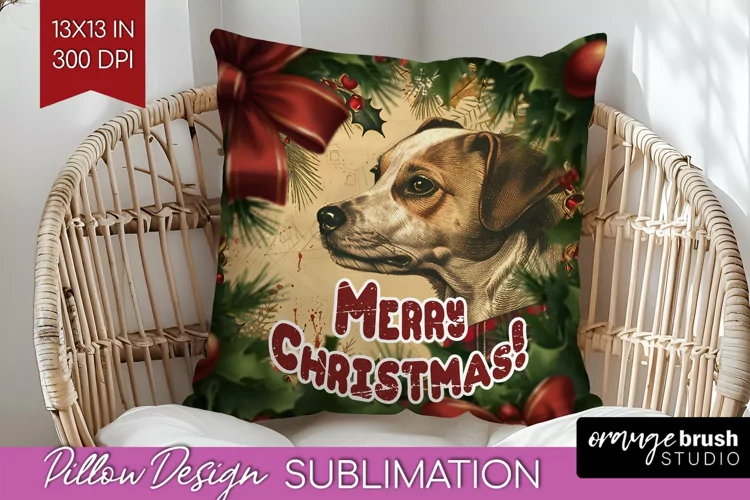 Vintage Christmas Pillow Sublimation - Xmas Pillow Cover PNG