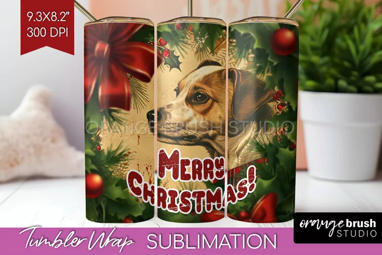 Vintage Christmas Tumbler Wrap - Xmas Tumbler Sublimation