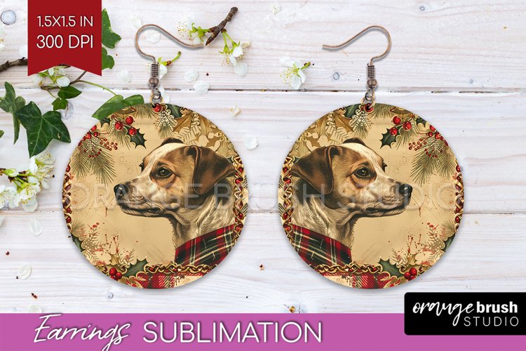Vintage Christmas Round Earrings - Retro Xmas Sublimation
