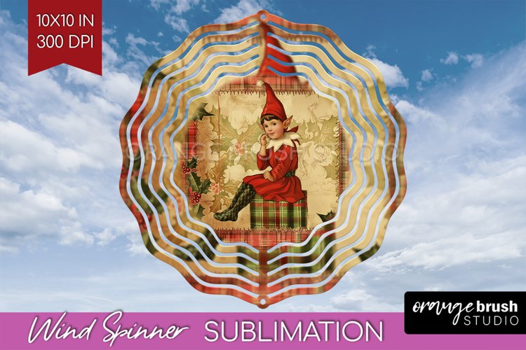 Vintage Christmas Wind Spinner PNG - Retro Xmas Sublimation