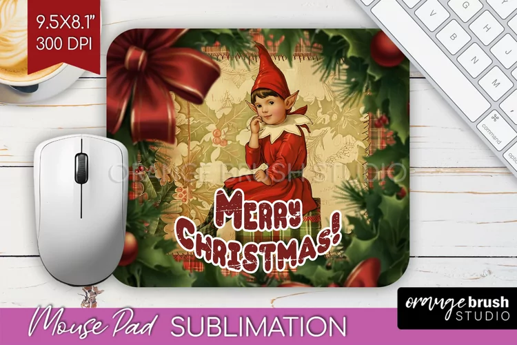Vintage Christmas Mouse Pad Sublimation - Xmas Mousepad PNG