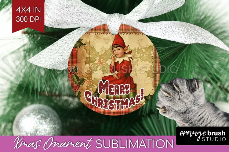 Vintage Christmas Ornament PNG - Retro Xmas Sublimation