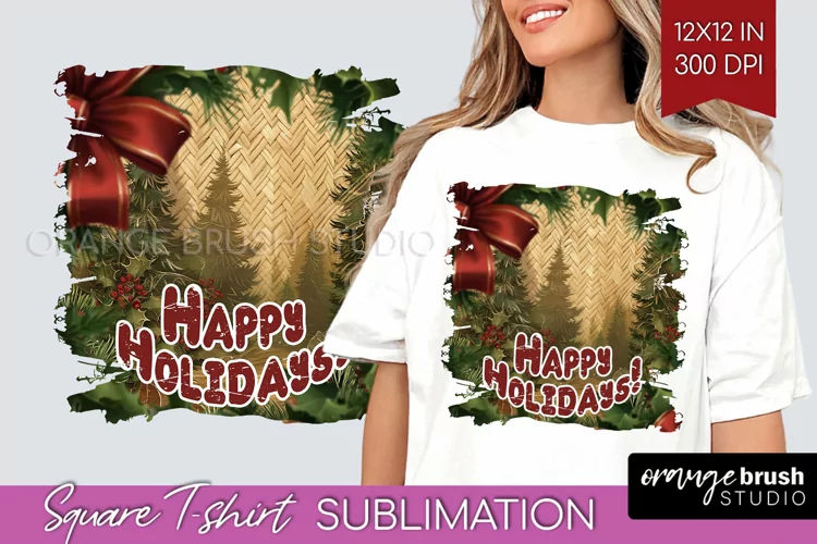 Vintage Christmas Sublimation, Xmas Square Tshirt Background