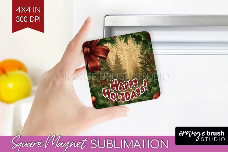 Vintage Christmas Magnet Sublimation - Retro Xmas Magnet PNG
