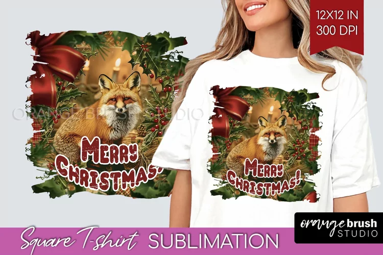 Vintage Christmas Sublimation, Xmas Square Tshirt Background
