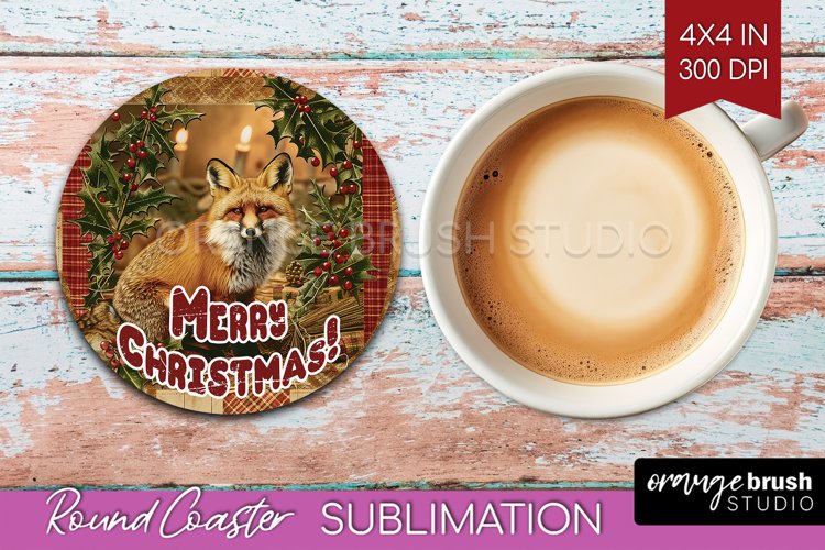 Vintage Christmas Round Coaster - Xmas Coaster Sublimation