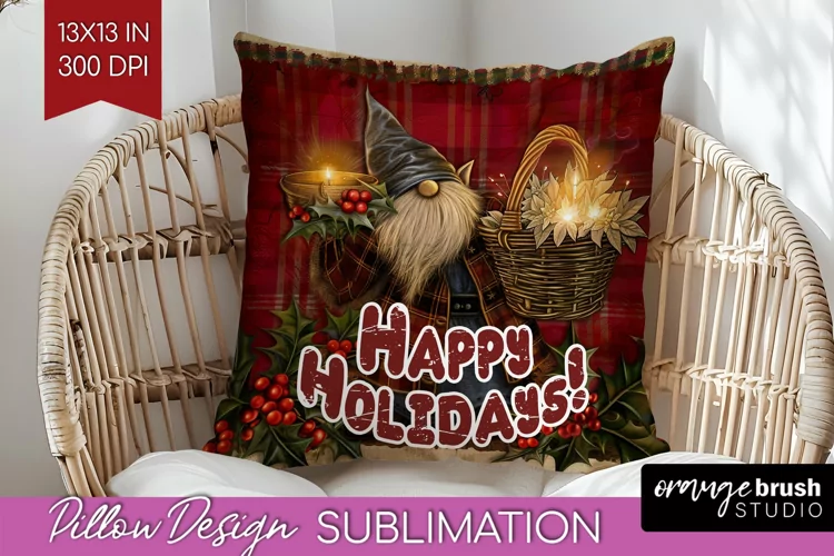Vintage Christmas Pillow Sublimation - Xmas Pillow Cover PNG