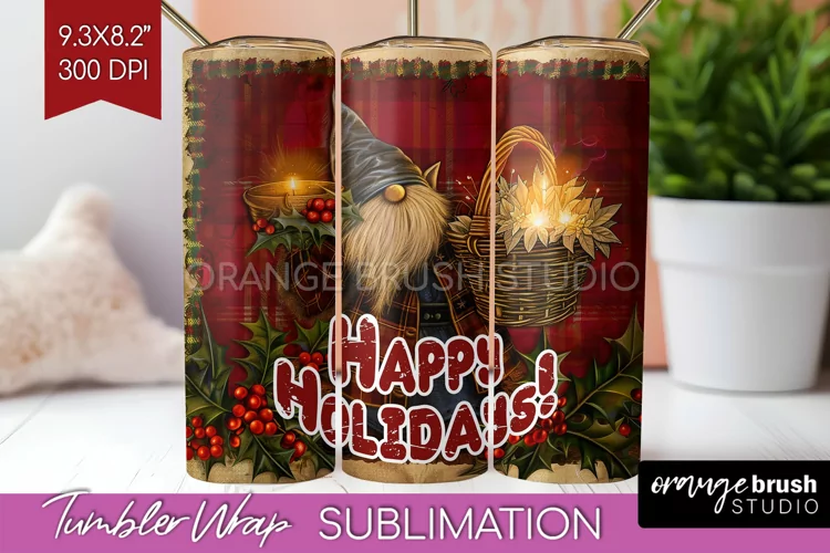 Vintage Christmas Tumbler Wrap - Xmas Tumbler Sublimation