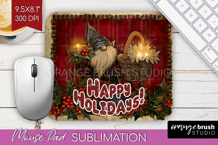 Vintage Christmas Mouse Pad Sublimation - Xmas Mousepad PNG