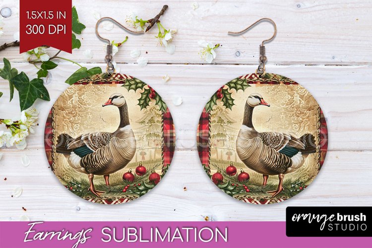 Vintage Christmas Round Earrings - Retro Xmas Sublimation
