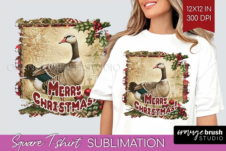 Vintage Christmas Sublimation, Xmas Square Tshirt Background