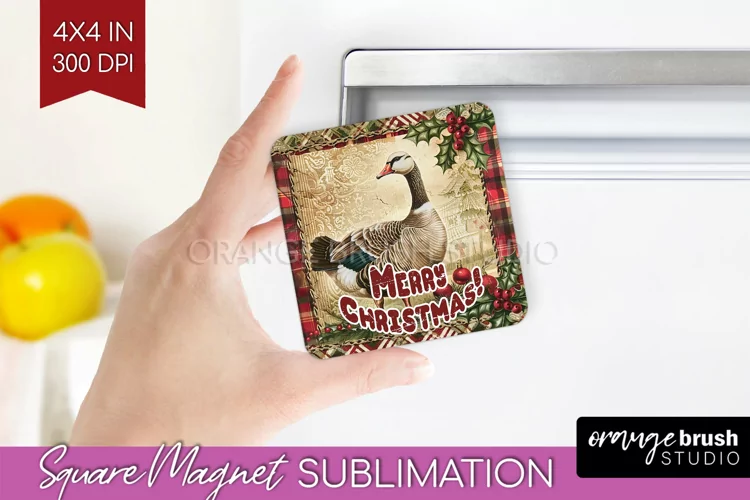 Vintage Christmas Magnet Sublimation - Retro Xmas Magnet PNG