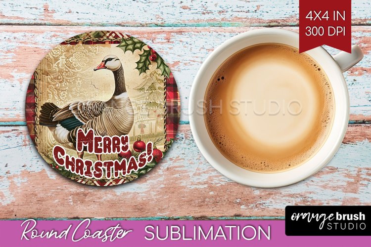 Vintage Christmas Round Coaster - Xmas Coaster Sublimation