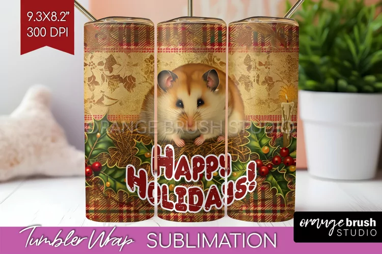 Vintage Christmas Tumbler Wrap - Xmas Tumbler Sublimation