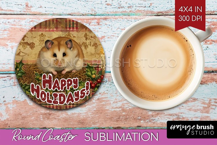 Vintage Christmas Round Coaster - Xmas Coaster Sublimation
