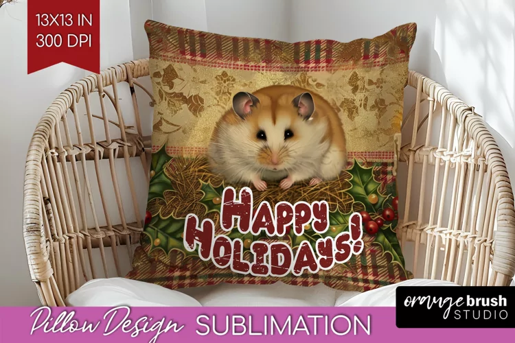 Vintage Christmas Pillow Sublimation - Xmas Pillow Cover PNG