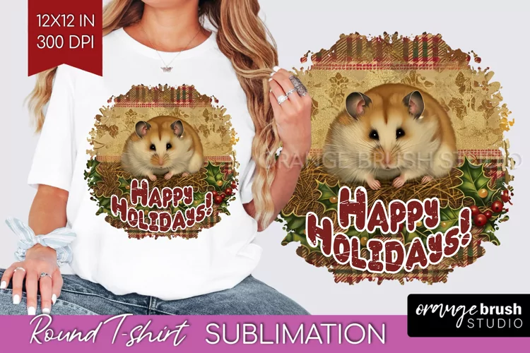 Vintage Christmas Sublimation, Xmas Round Tshirt Background
