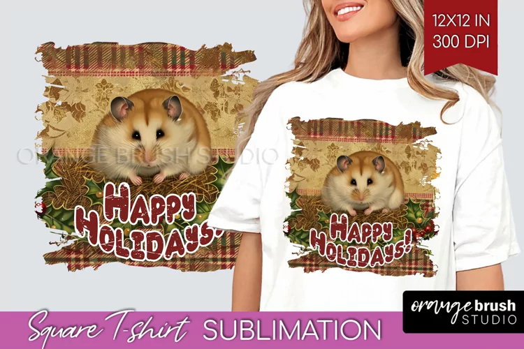 Vintage Christmas Sublimation, Xmas Square Tshirt Background