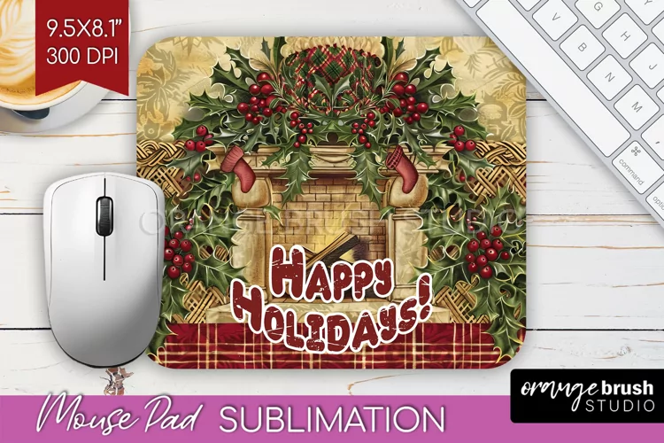 Vintage Christmas Mouse Pad Sublimation - Xmas Mousepad PNG
