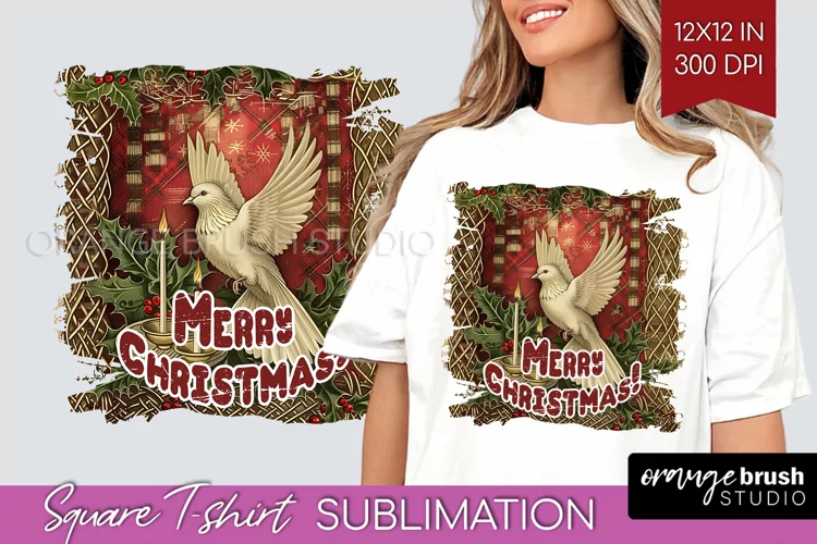 Vintage Christmas Sublimation, Xmas Square Tshirt Background