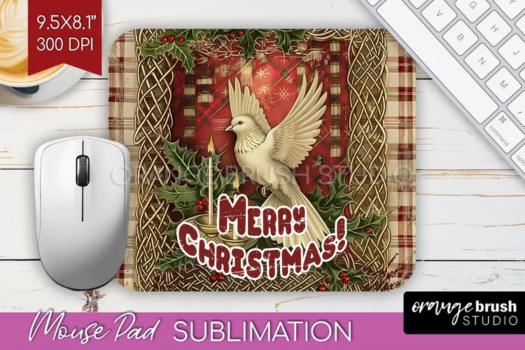 Vintage Christmas Mouse Pad Sublimation - Xmas Mousepad PNG